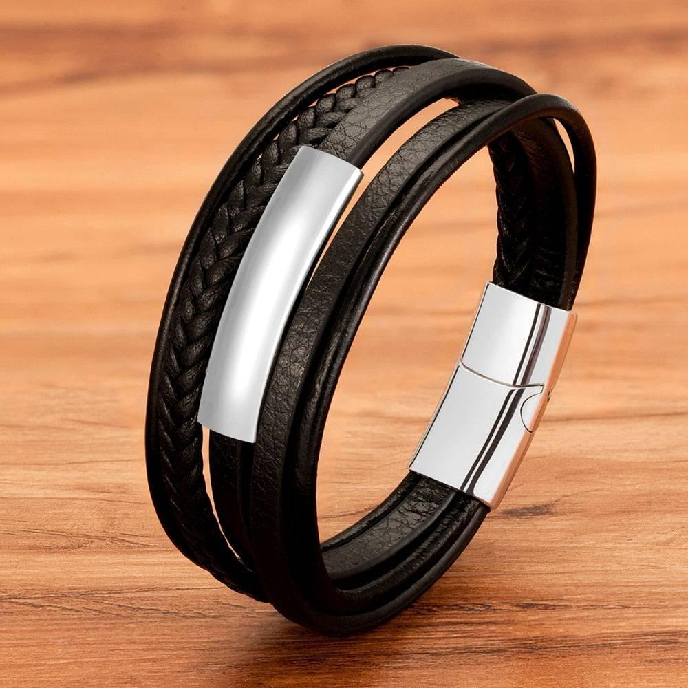 Pulseira Masculina de Couro Leather Classic - Altino