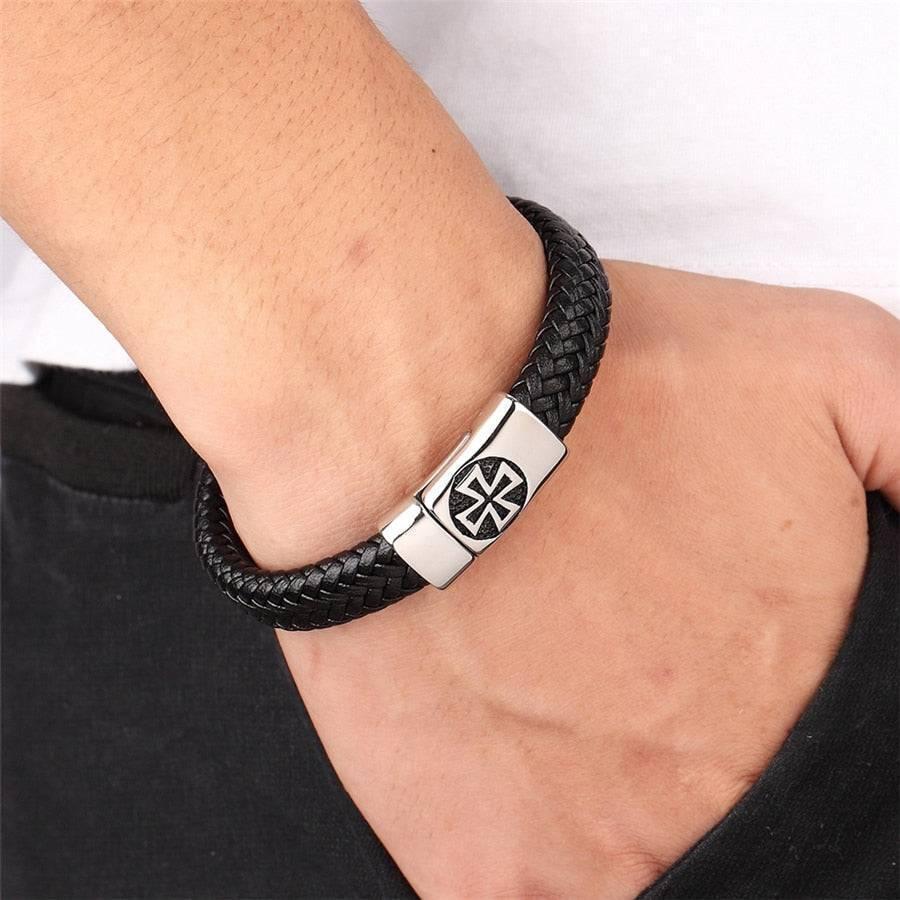 Pulseira Masculina de Couro Cruzada - Altino