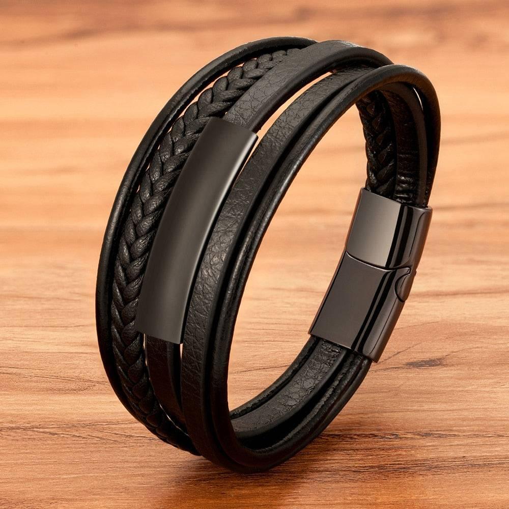 Pulseira Masculina de Couro Leather Classic - Altino