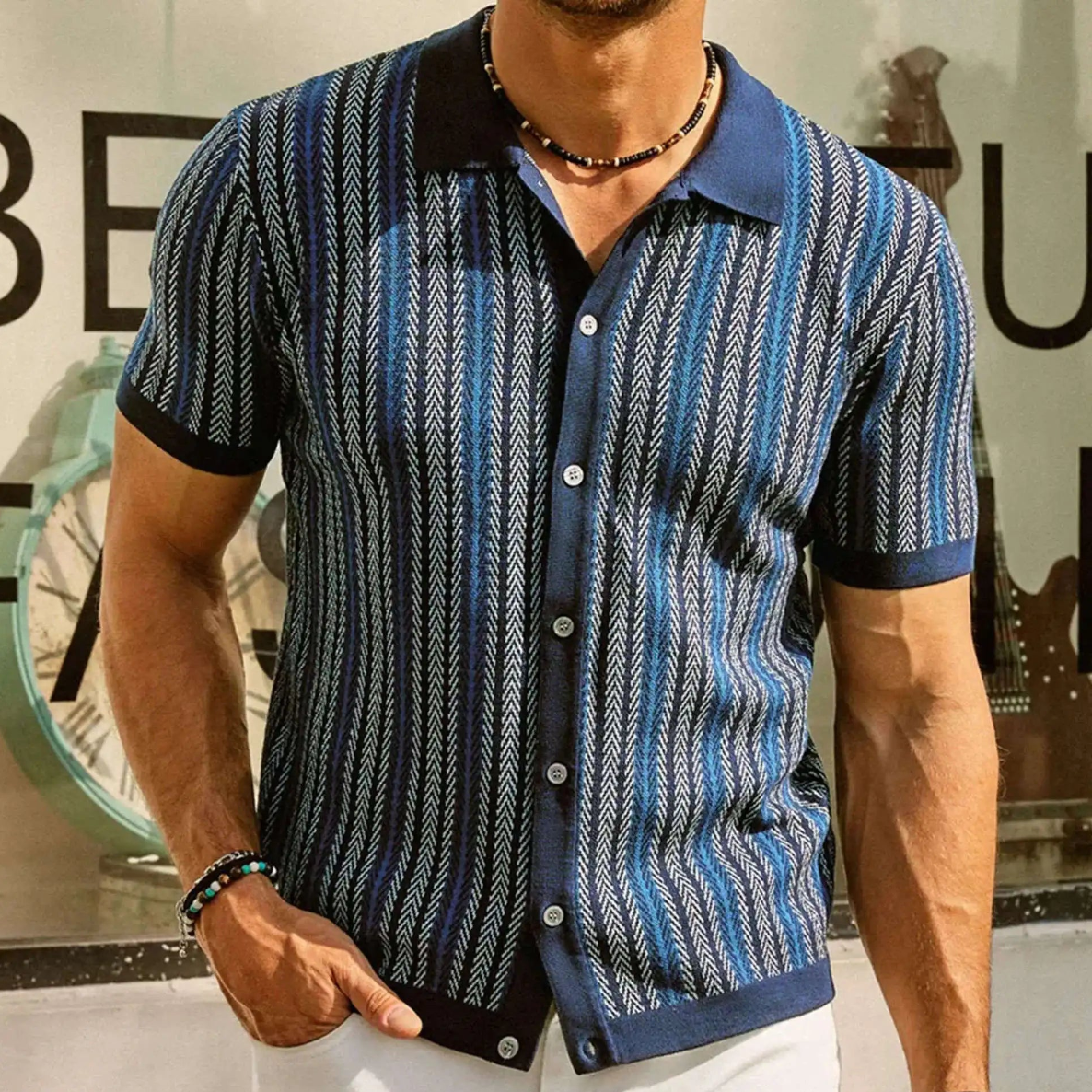 Camisa de punto de manga corta para hombre