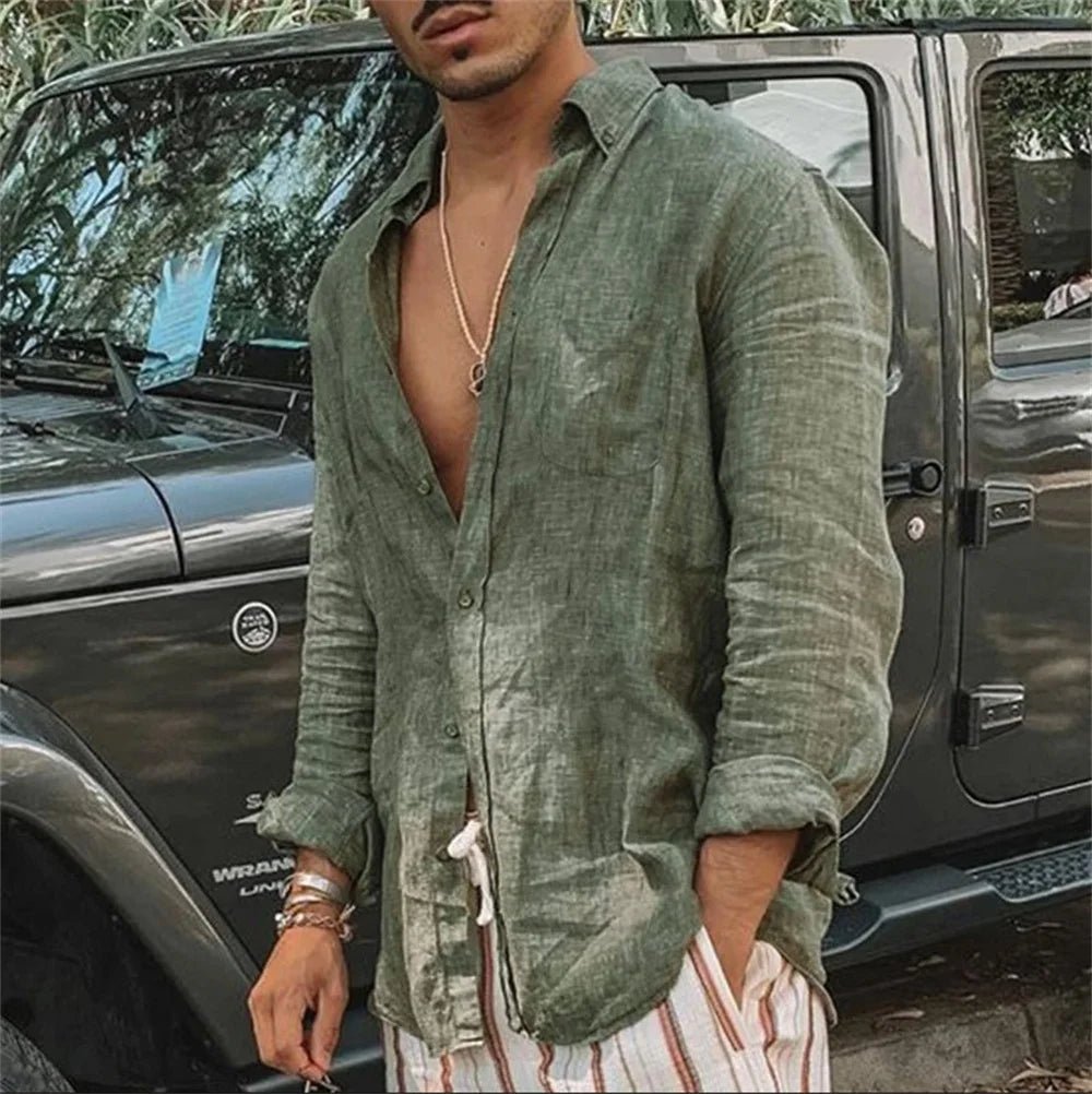 Camisa Masculina Casual de Linho e Algodão – Estilo, Conforto e Elegância - Altino