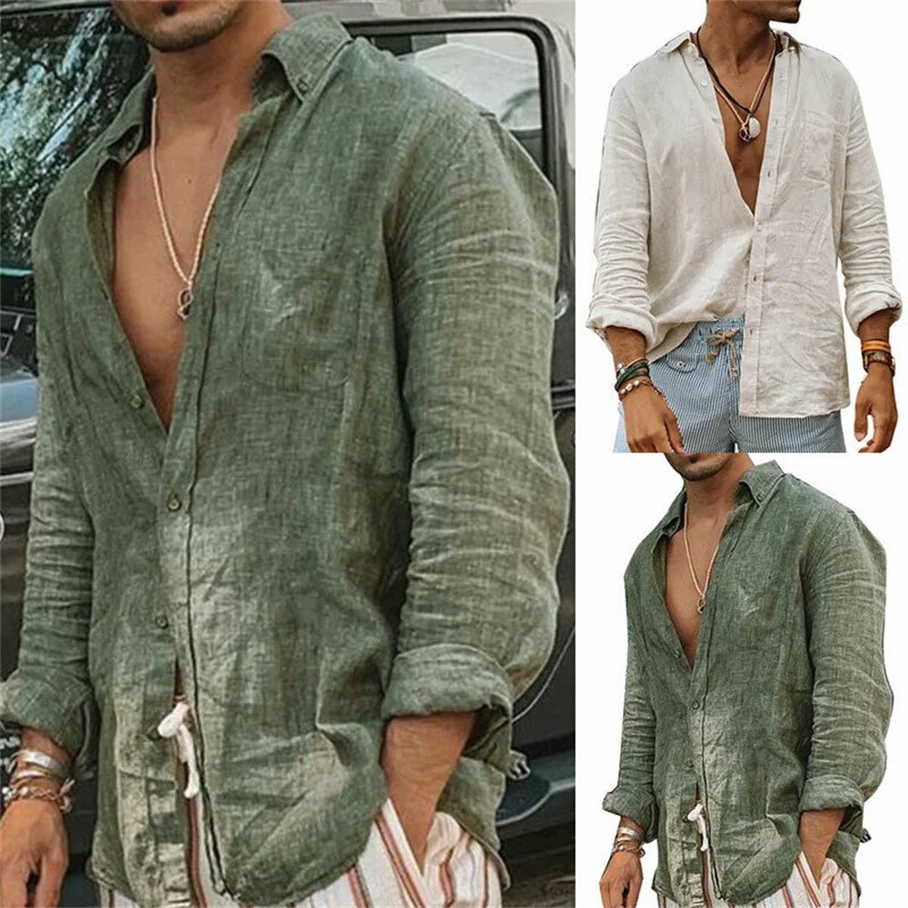 Camisa Masculina Casual de Linho e Algodão – Estilo, Conforto e Elegância - Altino