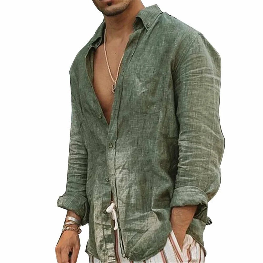 Camisa Masculina Casual de Linho e Algodão – Estilo, Conforto e Elegância - Altino