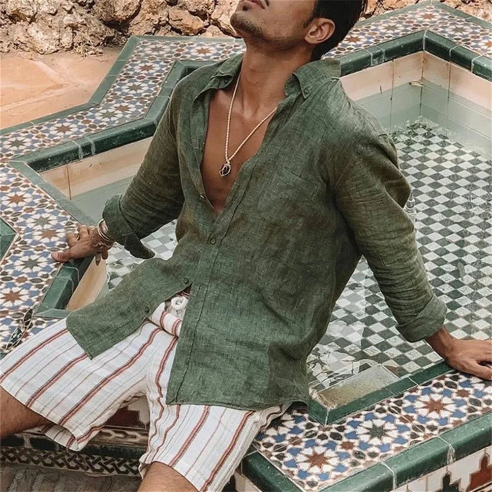 Camisa Masculina Casual de Linho e Algodão – Estilo, Conforto e Elegância - Altino