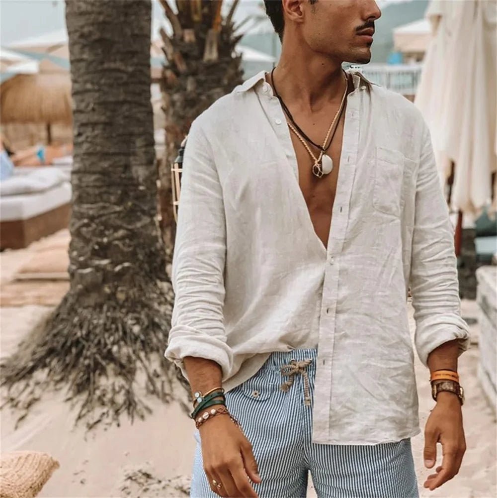 Camisa Masculina Casual de Linho e Algodão – Estilo, Conforto e Elegância - Altino