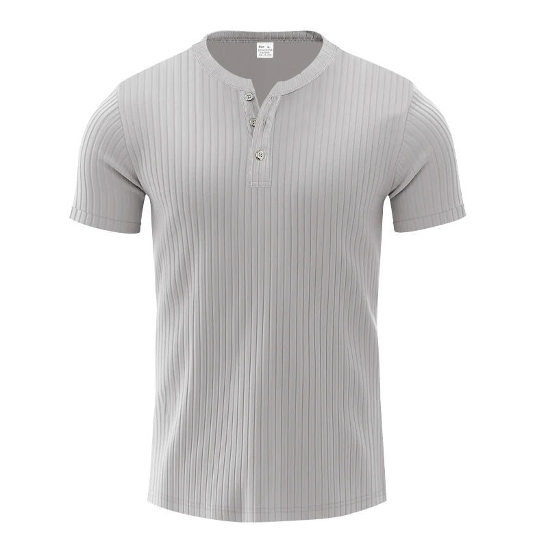 Camiseta Masculina Listrada com Gola Henley - Conforto e Estilo - Altino