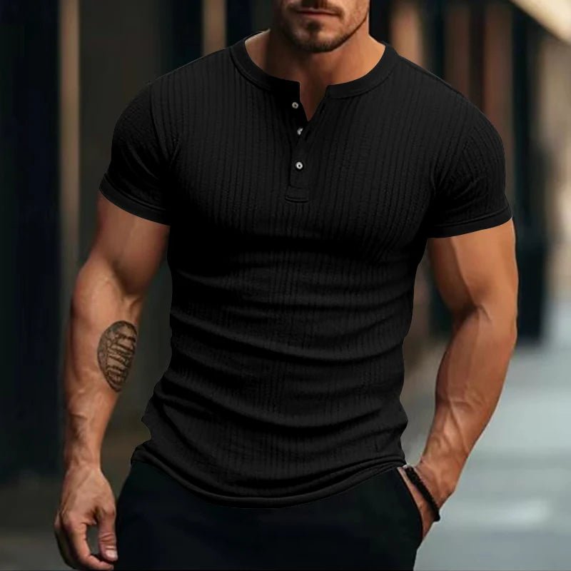Camiseta Masculina Listrada com Gola Henley - Conforto e Estilo - Altino