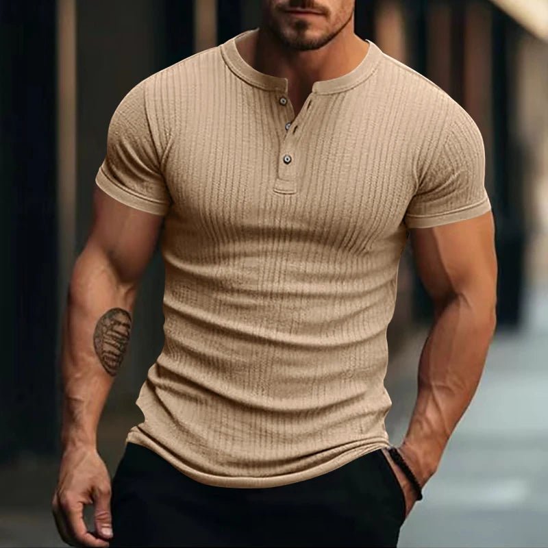 Camiseta Masculina Listrada com Gola Henley - Conforto e Estilo - Altino
