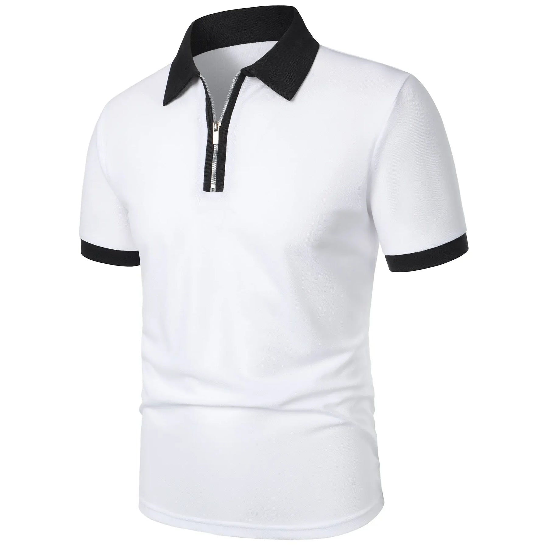 Camisa Polo Masculina Poliéster cor sólida com zíper - Altino