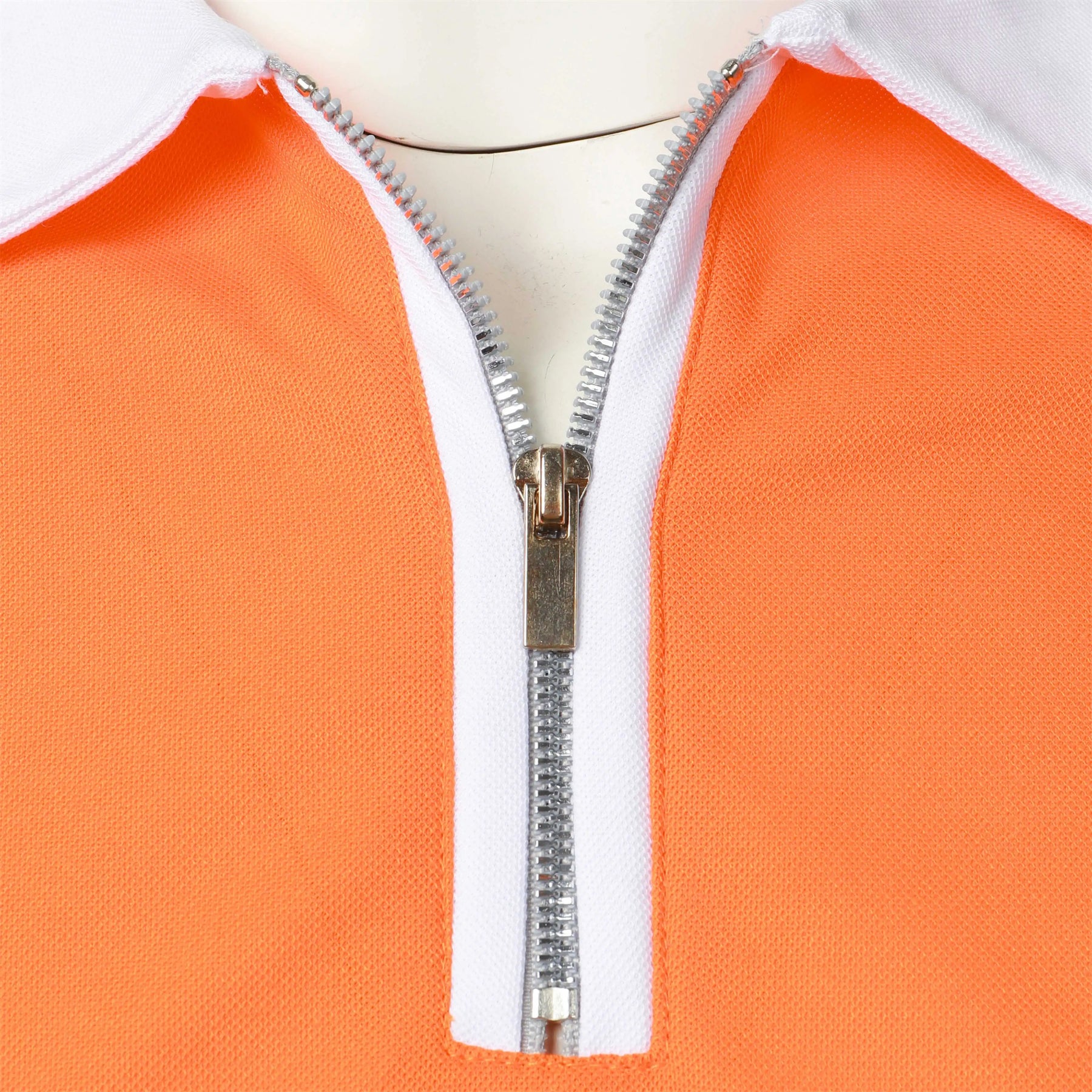 Camisa Polo Masculina Poliéster cor sólida com zíper
