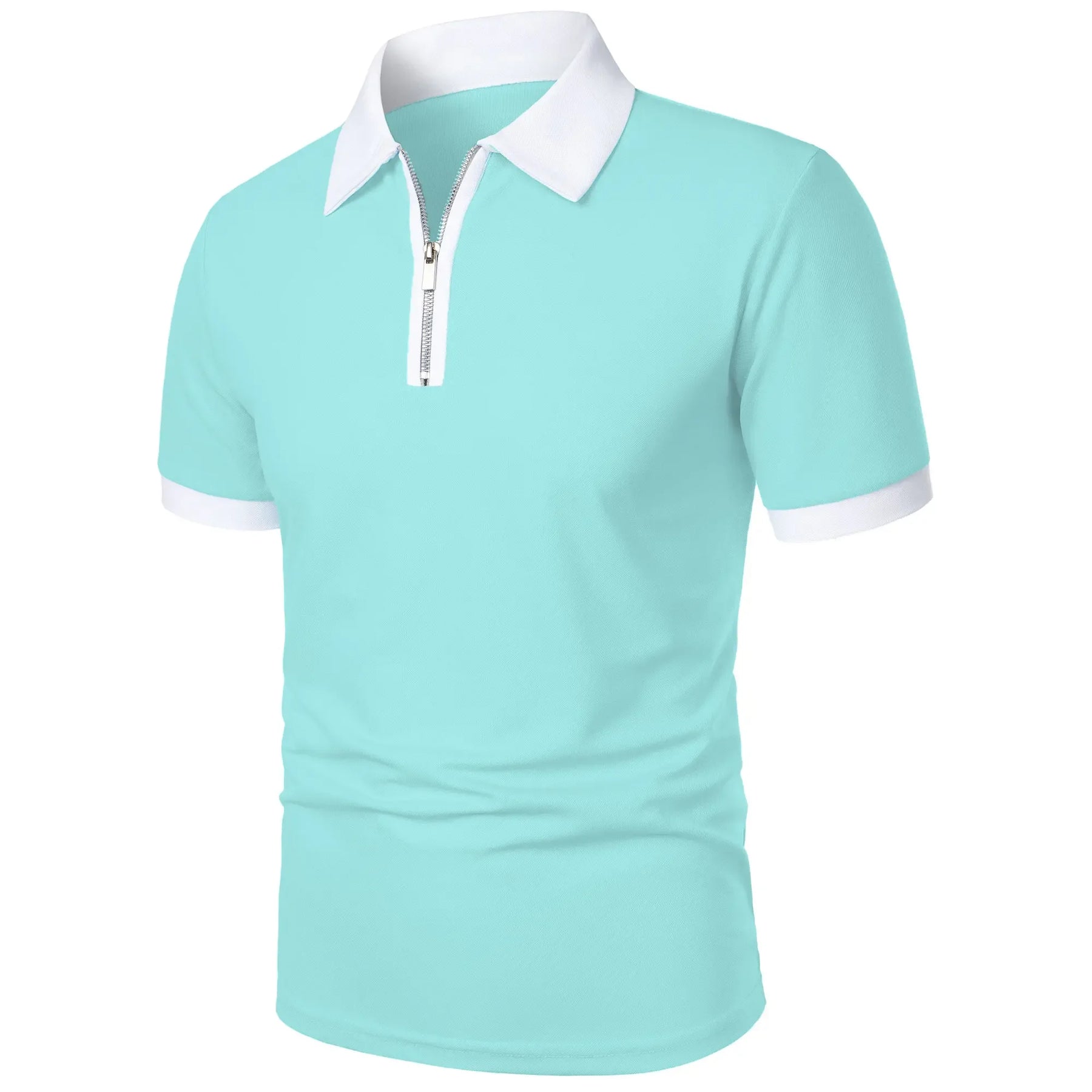 Camisa Polo Masculina Poliéster cor sólida com zíper - Altino