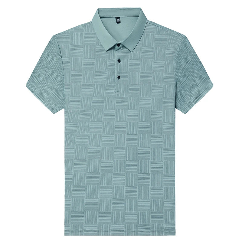 Camisa polo casual de manga curta masculina, camisa de algodão estampada, top confortável e respirável, nova moda, 2024