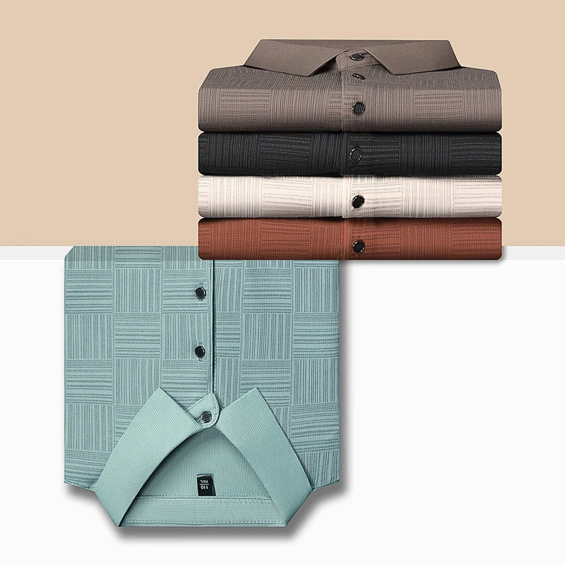 Camisa polo casual de manga curta masculina, camisa de algodão estampada, top confortável e respirável, nova moda, 2024