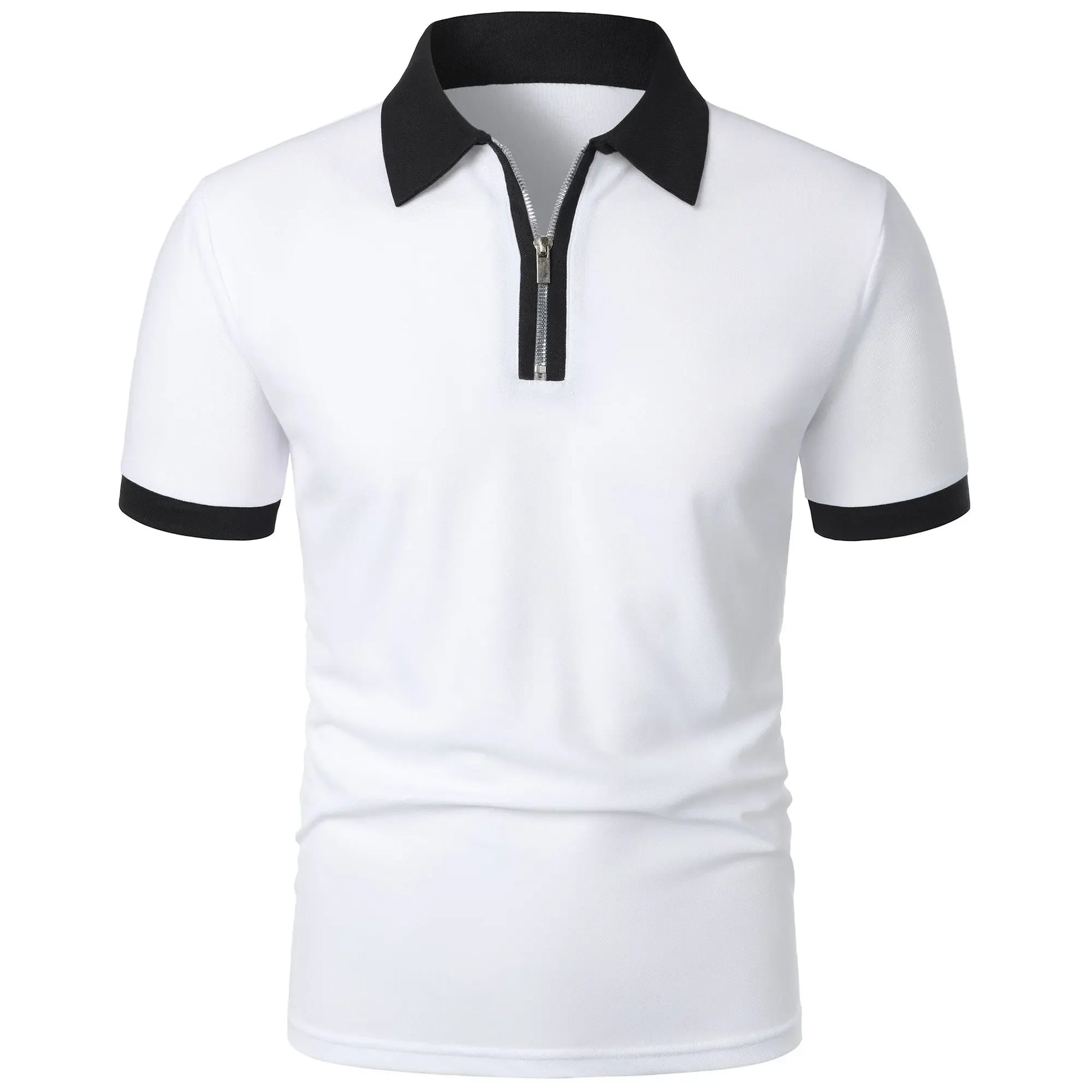 Camisa Polo Masculina Poliéster cor sólida com zíper - Altino