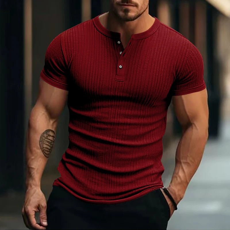 Camiseta Masculina Listrada com Gola Henley - Conforto e Estilo - Altino