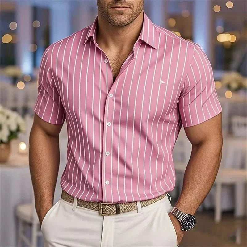 Camisa Masculina Manga curta Listrada Casual Confortável - Altino