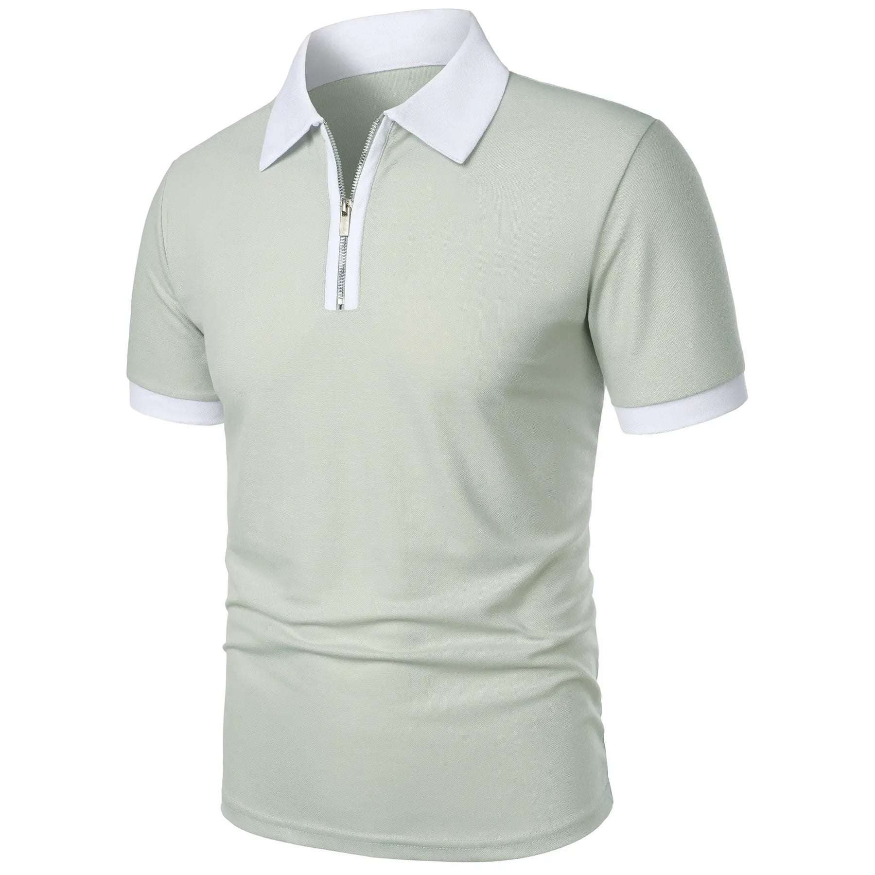 Camisa Polo Masculina Poliéster cor sólida com zíper - Altino