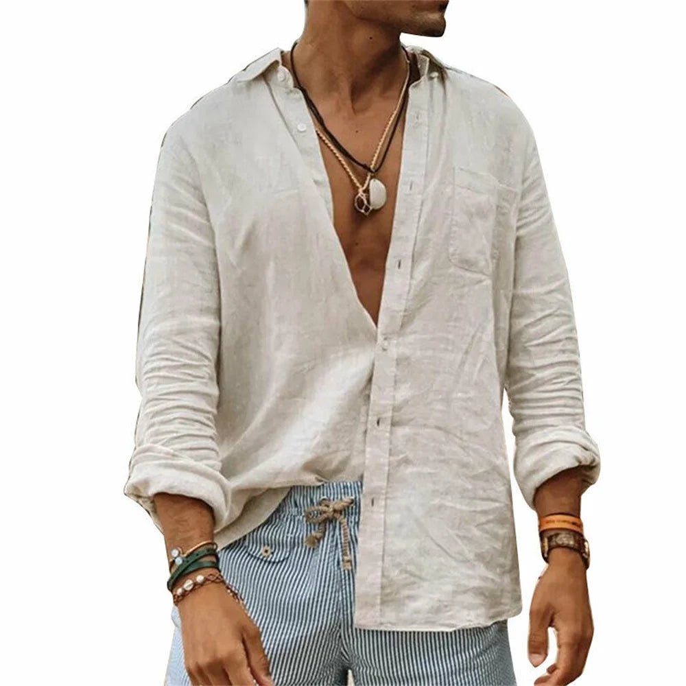 Camisa Masculina Casual de Linho e Algodão – Estilo, Conforto e Elegância - Altino