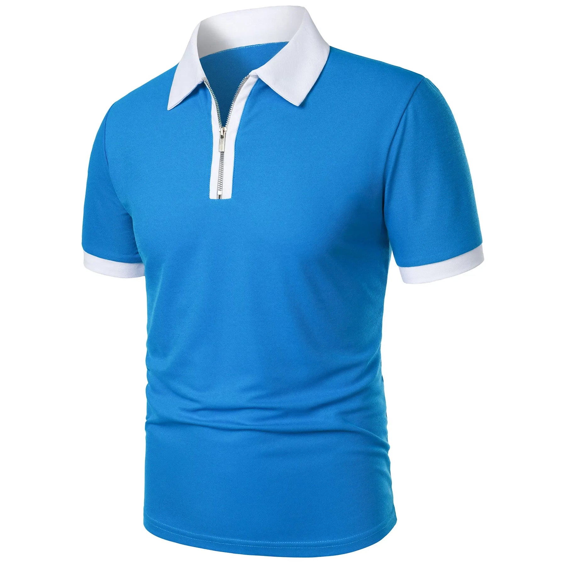 Camisa Polo Masculina Poliéster cor sólida com zíper - Altino