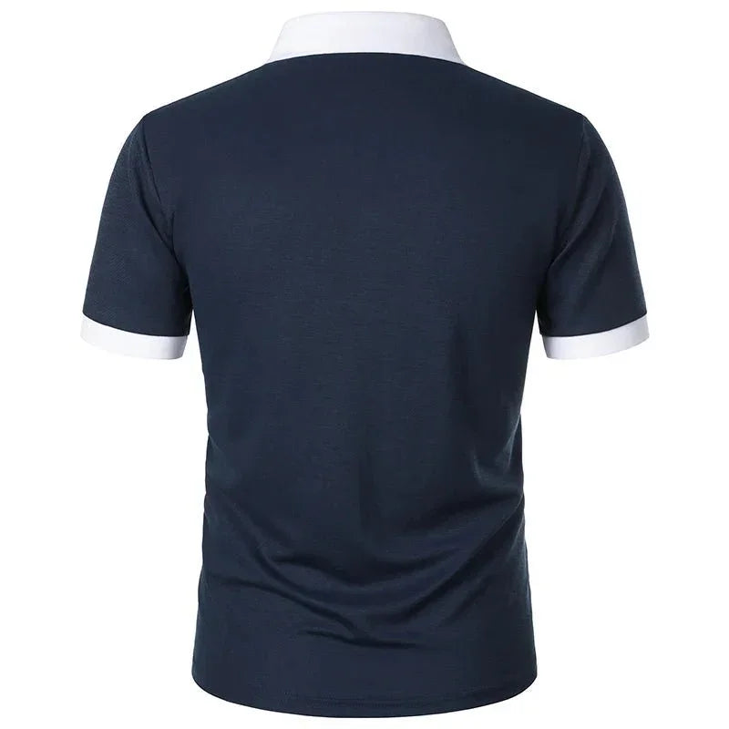 Camisa Polo Masculina Poliéster cor sólida com zíper - Altino
