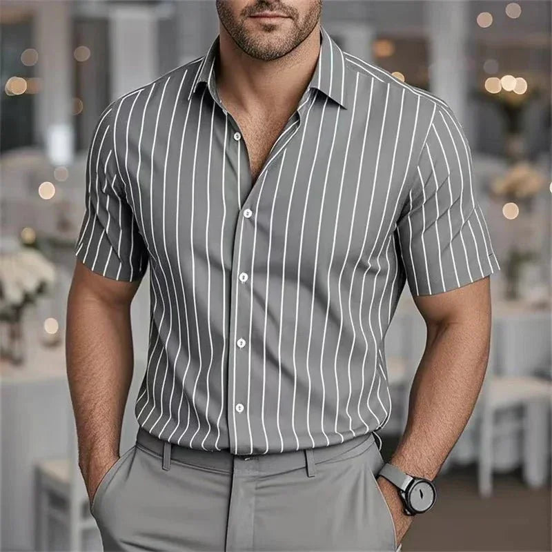Camisa Masculina Manga curta Listrada Casual Confortável - Altino