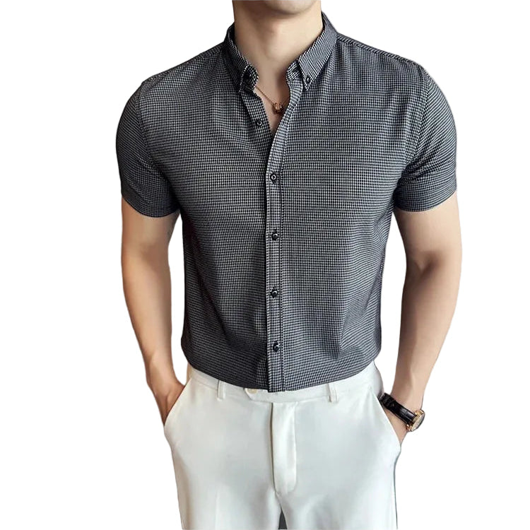Camisa Social Manga Curta Xadrez Slim Fit