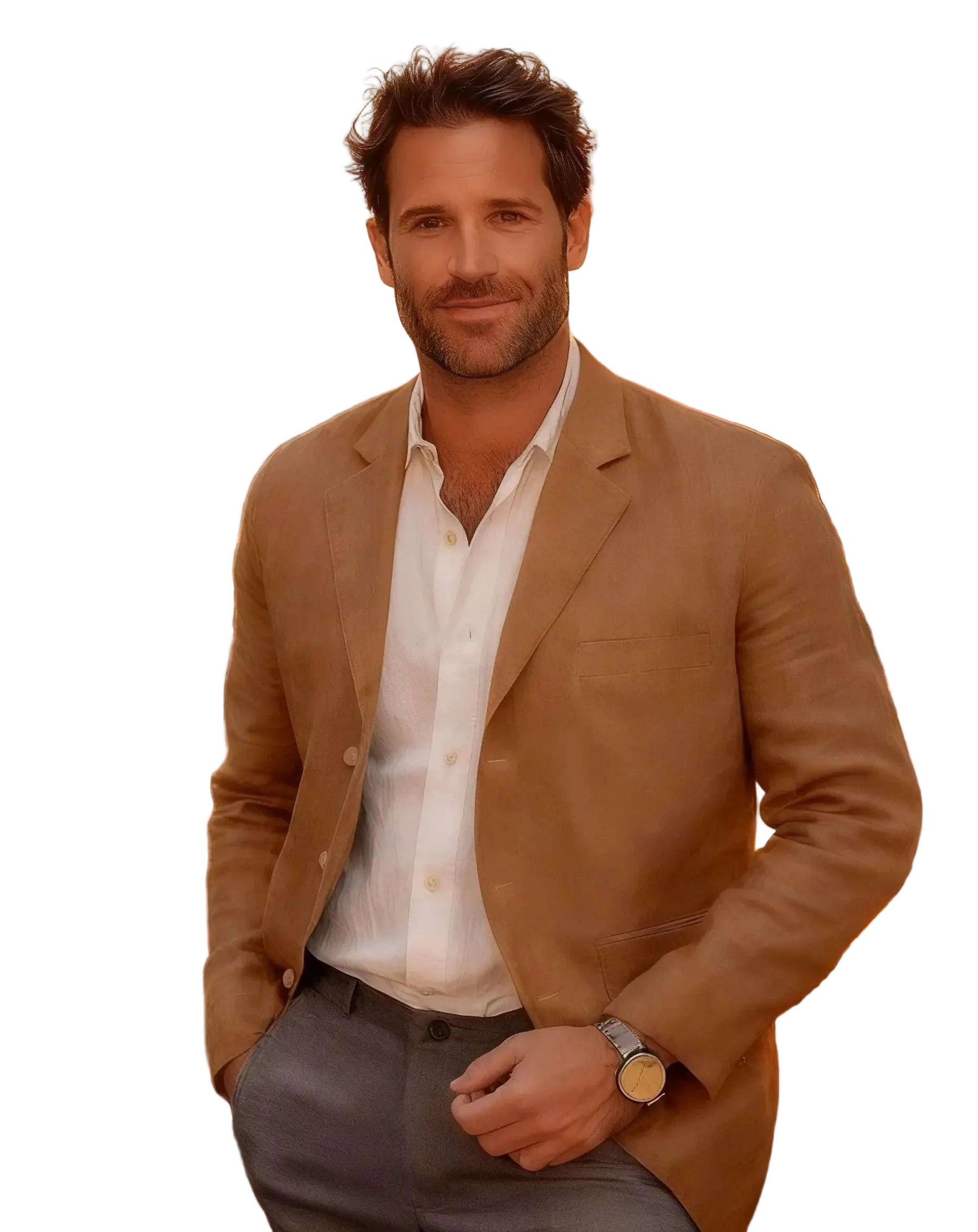 Blazer Masculino de Linho Bege/Marron - Elegância Casual para o Verão - Altino