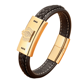 Pulseira Masculina de Couro King