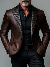 Blazer Masculino de Couro PU com Lapela Elegante - Altino