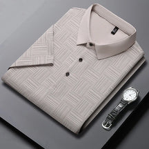 Camisa polo casual de manga curta masculina, camisa de algodão estampada, top confortável e respirável, nova moda, 2024