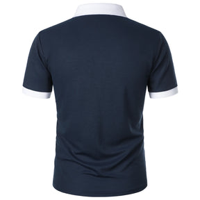 Camisa Polo Masculina Poliéster cor sólida com zíper