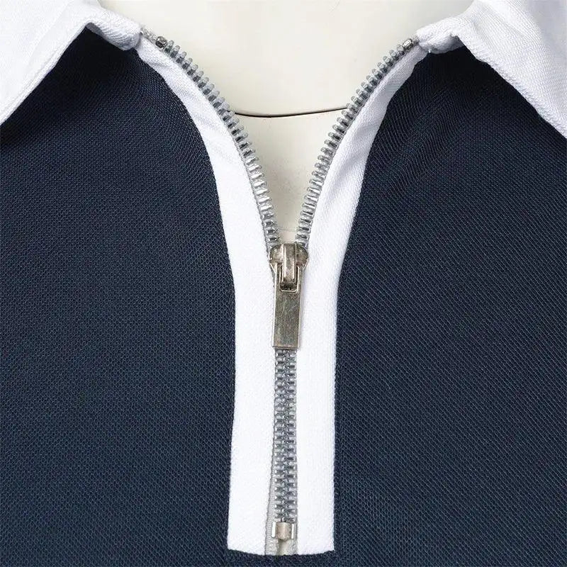 Camisa Polo Masculina Poliéster cor sólida com zíper - Altino