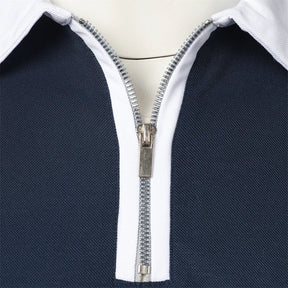 Camisa Polo Masculina Poliéster cor sólida com zíper