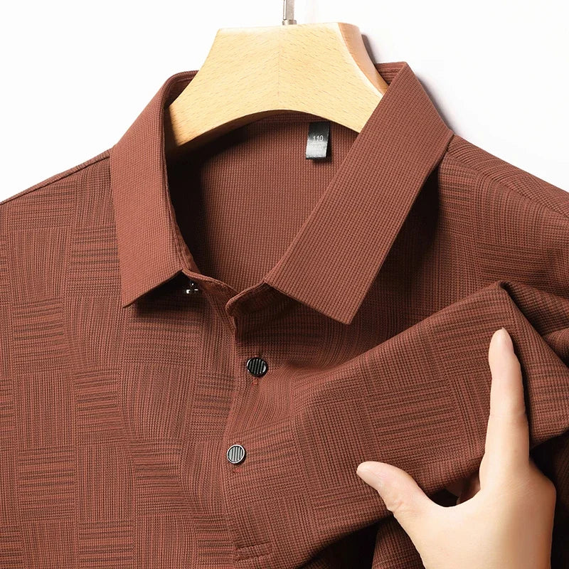 Camisa polo casual de manga curta masculina, camisa de algodão estampada, top confortável e respirável, nova moda, 2024