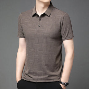 Camisa polo casual de manga curta masculina, camisa de algodão estampada, top confortável e respirável, nova moda, 2024