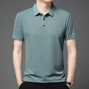 Camisa polo casual de manga curta masculina, camisa de algodão estampada, top confortável e respirável, nova moda, 2024