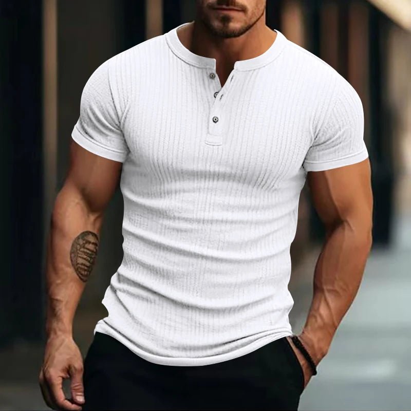 Camiseta Masculina Listrada com Gola Henley - Conforto e Estilo - Altino