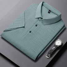 Camisa polo casual de manga curta masculina, camisa de algodão estampada, top confortável e respirável, nova moda, 2024