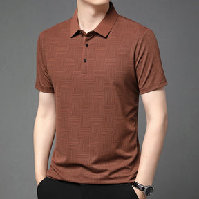 Camisa polo casual de manga curta masculina, camisa de algodão estampada, top confortável e respirável, nova moda, 2024