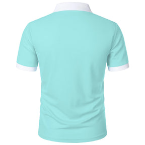 Camisa Polo Masculina Poliéster cor sólida com zíper