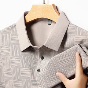 Camisa polo casual de manga curta masculina, camisa de algodão estampada, top confortável e respirável, nova moda, 2024