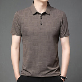 Camisa polo casual de manga curta masculina, camisa de algodão estampada, top confortável e respirável, nova moda, 2024