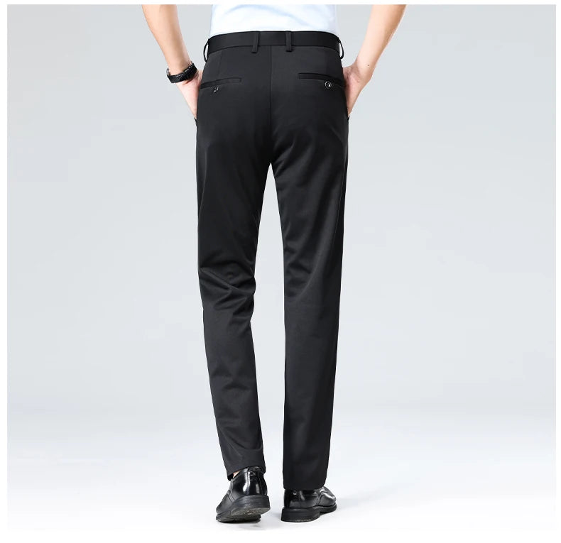 Verão outono calças finas dos homens vestido formal terno calças de trabalho qualidade negócios calças casuais preto vinho vermelho calças compridas
