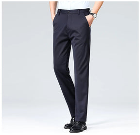 Verão outono calças finas dos homens vestido formal terno calças de trabalho qualidade negócios calças casuais preto vinho vermelho calças compridas