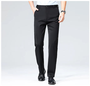 Verão outono calças finas dos homens vestido formal terno calças de trabalho qualidade negócios calças casuais preto vinho vermelho calças compridas