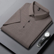 Camisa polo casual de manga curta masculina, camisa de algodão estampada, top confortável e respirável, nova moda, 2024