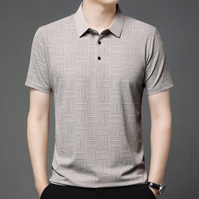 Camisa polo casual de manga curta masculina, camisa de algodão estampada, top confortável e respirável, nova moda, 2024