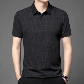 Camisa polo casual de manga curta masculina, camisa de algodão estampada, top confortável e respirável, nova moda, 2024