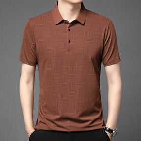 Camisa polo casual de manga curta masculina, camisa de algodão estampada, top confortável e respirável, nova moda, 2024