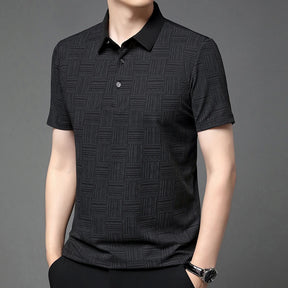 Camisa polo casual de manga curta masculina, camisa de algodão estampada, top confortável e respirável, nova moda, 2024